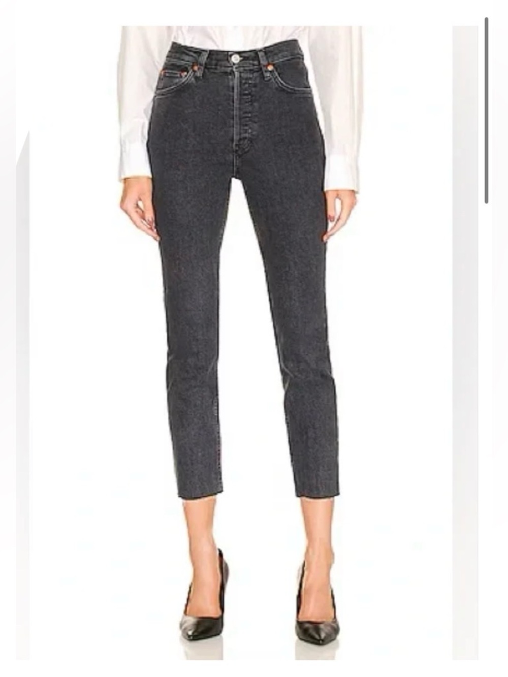 RE/DONE 90S HIGH RISE ANKLE CROP STONED NOIR 25 $265 NEW WITH TAGS